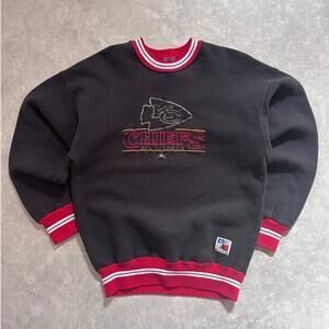 90s Vintage Kansas City Chiefs Black Embroidered Crewneck Size L